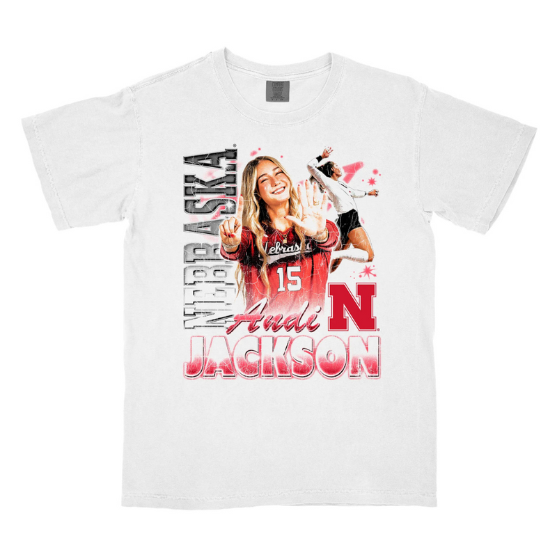 Women's/Men's Nebraska Huskers Andi Jackson 90's Retro White T-Shirt - WHITE