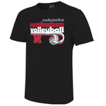 Women's/Men's Nebraska Huskers Colorstripes Volleyball T-Shirt - BLACK