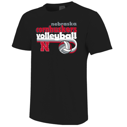 Women's/Men's Nebraska Huskers Colorstripes Volleyball T-Shirt - BLACK