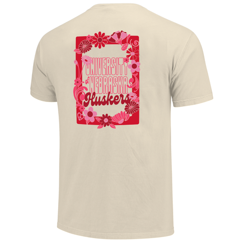 Women's/Men's Nebraska Huskers Floral Frame T-Shirt - IVORY