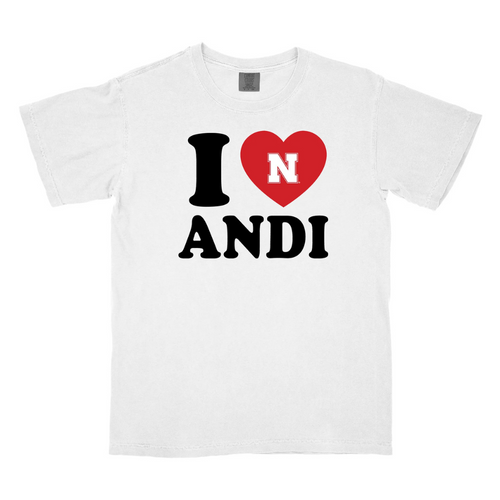Women's/Men's Nebraska Huskers I Heart Andi Jackson T-Shirt - WHITE