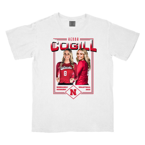 Women's/Men's Nebraska Huskers Kenna Cogill Illustrated T-Shirt - WHITE