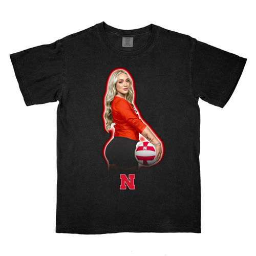 Women's/Men's Nebraska Huskers Laney Choboy Black Portrait T-Shirt - BLACK