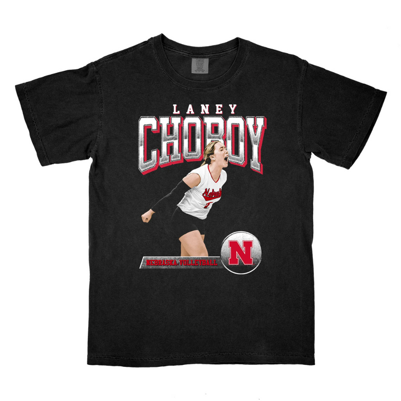 Women's/Men's Nebraska Huskers Laney Choboy Illustrated T-Shirt - BLACK