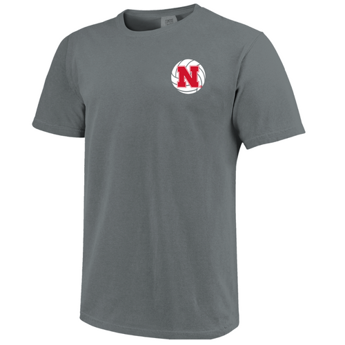 Women's/Men's Nebraska Huskers Volleyball Retro T-Shirt - GRANITE