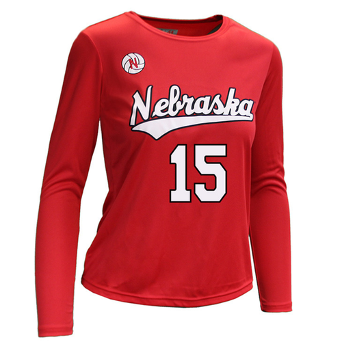 Women's Nebraska Huskers Andi Jackson Longsleeve Volleyball Jersey - #15 RED