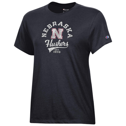 Women's Nebraska Huskers Badge T-Shirt - BLACK