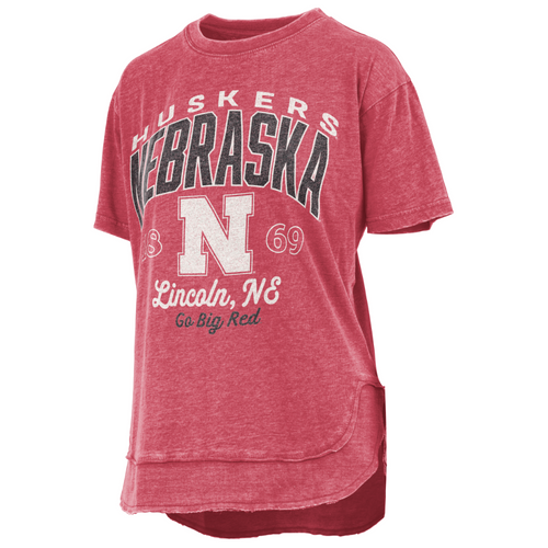 Women's Nebraska Huskers Corvallis Vintage Poncho T-Shirt - RED