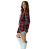 Women's Nebraska Huskers Dunn Dream Oversized Plaid Button Up - RED