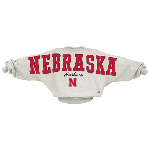 Women's Nebraska Huskers Flannigan Oversized Sweatshirt - NEBR-ASH