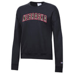 Women's Nebraska Huskers Glittler Embroidery Powerblend Sweatshirt - BLACK