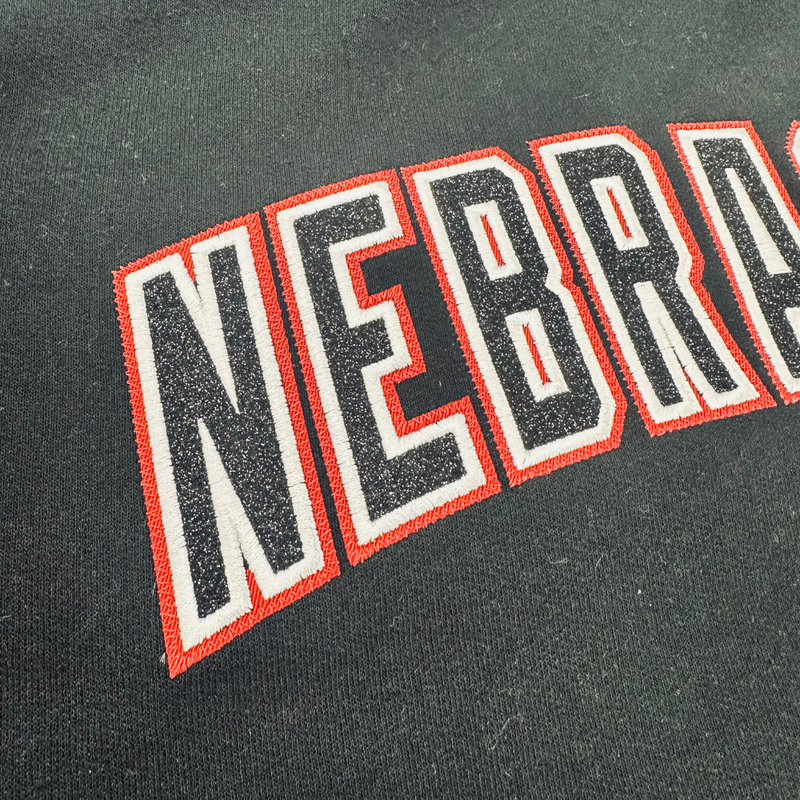 Women's Nebraska Huskers Glittler Embroidery Powerblend Sweatshirt - BLACK