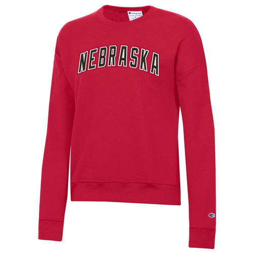 Women's Nebraska Huskers Glittler Embroidery Powerblend Sweatshirt - SCARLET