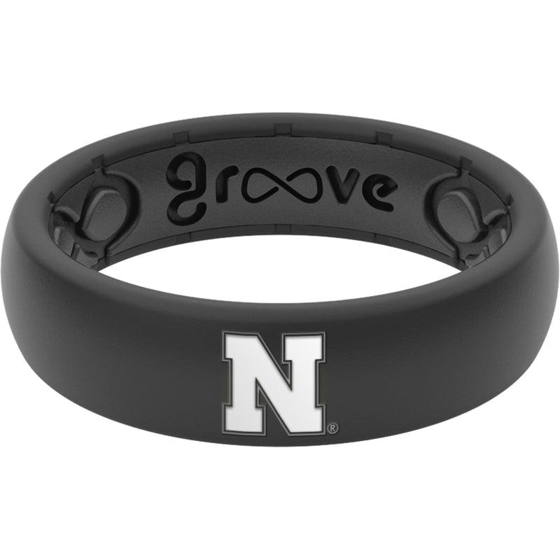 Women's Nebraska Huskers Groove Life Thin Ring - N BLK