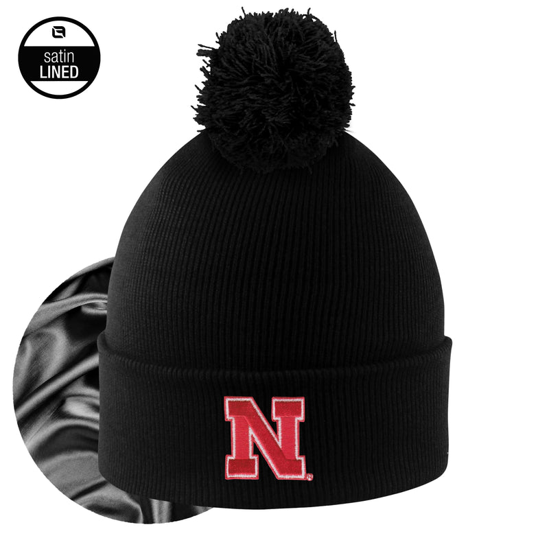 Women's Nebraska Huskers Monroe Pom Beanie - BLACK