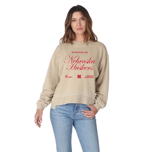 Women's Nebraska Huskers Orientation Burnout Boxy Crew - OATM-NEB