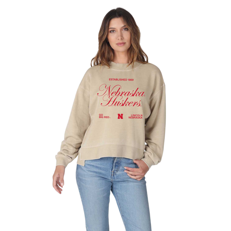 Women's Nebraska Huskers Orientation Burnout Boxy Crew - OATM-NEB