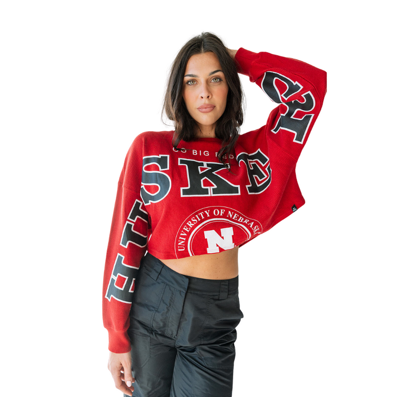 Women's Nebraska Huskers Phipps Split Cord Crop - RED
