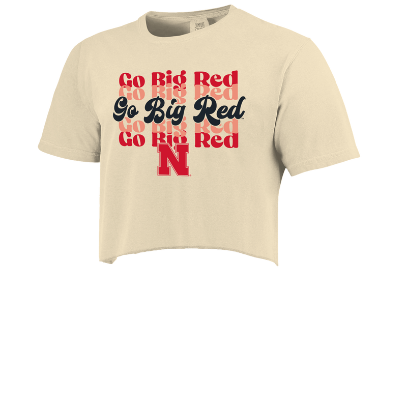 Women's Nebraska Huskers Phrase Script Cropped T-Shirt - IVORY
