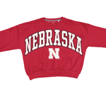 Women's Nebraska Huskers Puff Arch Logo Oversized Sweatshirt - RED