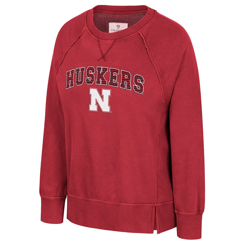 Women's Nebraska Huskers Romantic Oversized Fleece Crew - NEBRASKA