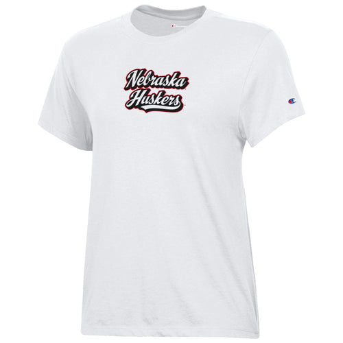 Women's Nebraska Huskers Script T-Shirt - WHITE