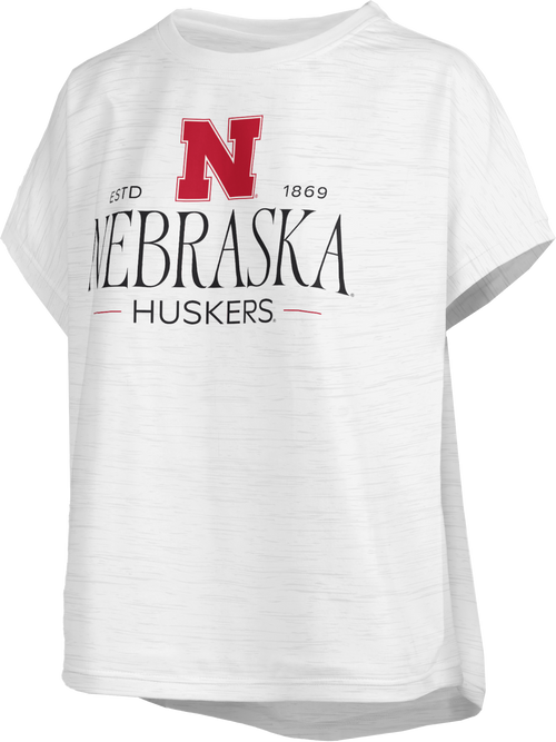 Women's Nebraska Huskers Silverton Slub Cap Sleeve T-Shirt - WHT - NEBRASKA