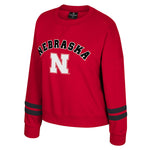 Women's Nebraska Huskers Splashy Crew Fleece - NEBRASKA