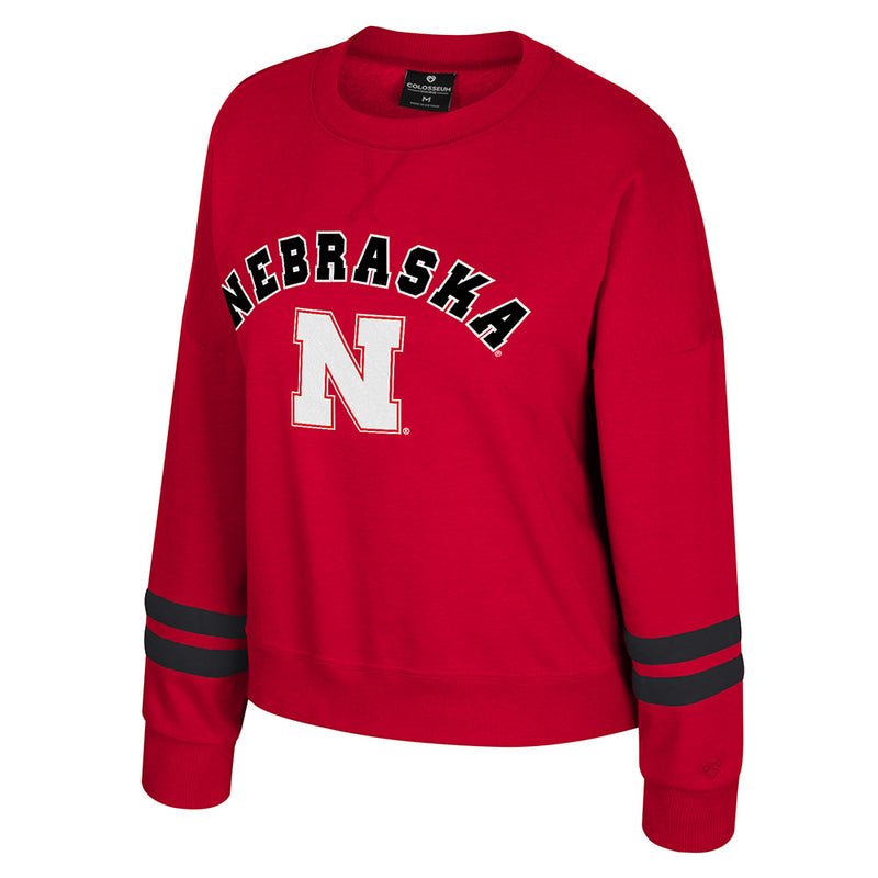 Women's Nebraska Huskers Splashy Crew Fleece - NEBRASKA
