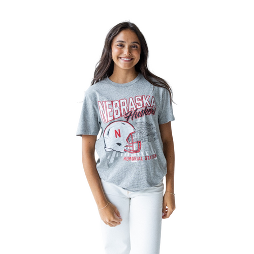 Women's Nebraska Huskers Stadium Stacked T-Shirt - HGRY-NEB