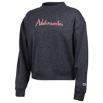 Women's Nebraska Huskers Straight Line Triumph Sweatshirt - BLACK