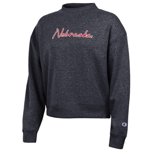 Women's Nebraska Huskers Straight Line Triumph Sweatshirt - BLACK