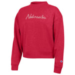 Women's Nebraska Huskers Straight Line Triumph Sweatshirt - SCARLET