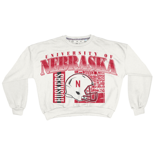 Women's Nebraska Huskers Zone Oversized Sweatshirt - WHT - NEBRASKA
