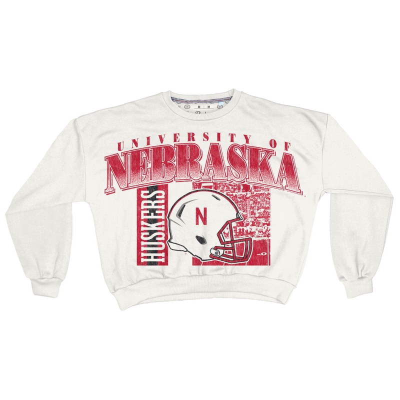 Women's Nebraska Huskers Zone Oversized Sweatshirt - WHT - NEBRASKA