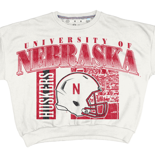 Women's Nebraska Huskers Zone Oversized Sweatshirt - WHT - NEBRASKA