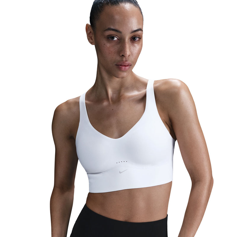 Women's Nike Alate Medium Support Longline Sports Bra - 100 - WHITE/BLACK