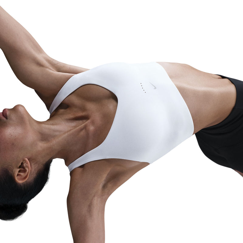 Women's Nike Alate Medium Support Longline Sports Bra - 100 - WHITE/BLACK