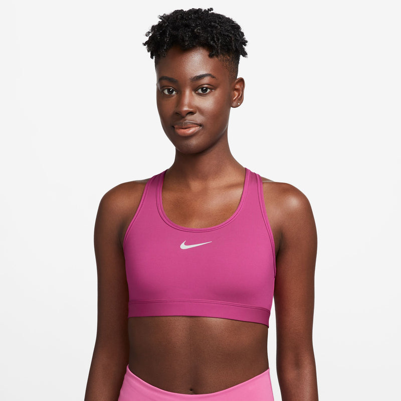 Women's Nike Medium Support Swoosh Bra - 615 - FIREBERRY PINK