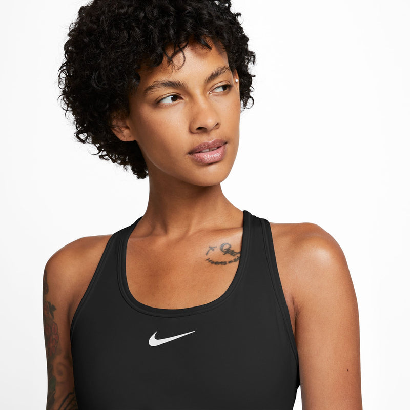 Women's Nike Swoosh Longline Sports Bra - 010 - BLACK