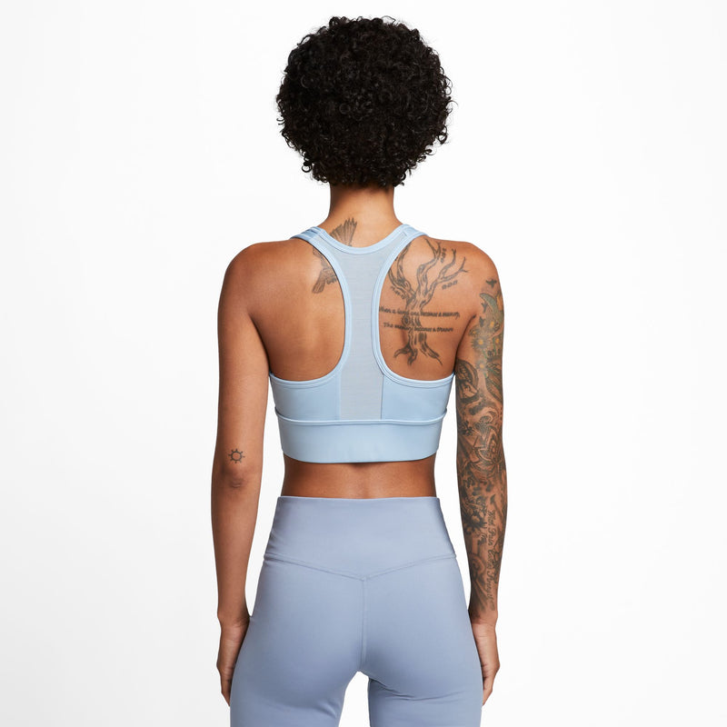 Women's Nike Swoosh Longline Sports Bra - 440 - LIGHT ARMORY BLUE