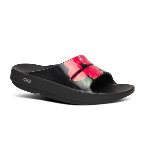 Women's OOFOS Ooahh Luxe Limited Slide Sandals - HIBISCUS