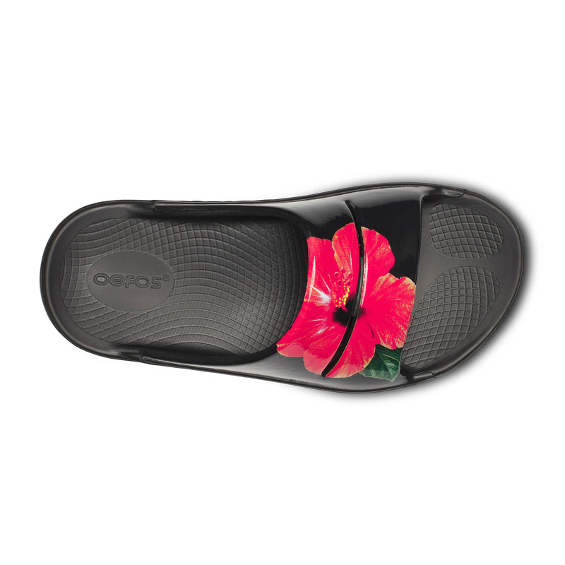 Women's OOFOS Ooahh Luxe Limited Slide Sandals - HIBISCUS