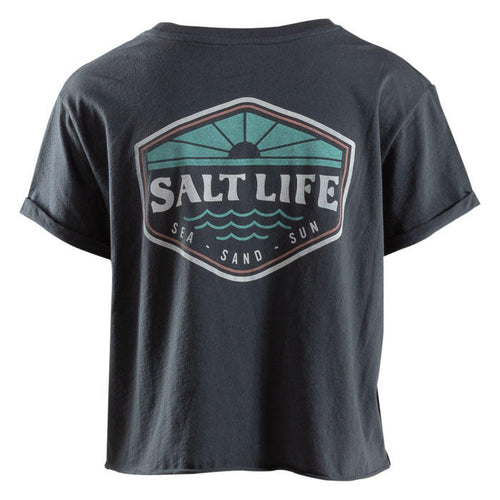Women's SaltLife On The Horizon Crop T-Shirt - EBONY