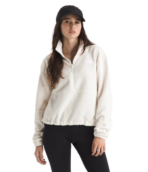 Women's The North Face Glacier Fleece 1/2-Zip Crop - QLI - WHITE DUNE
