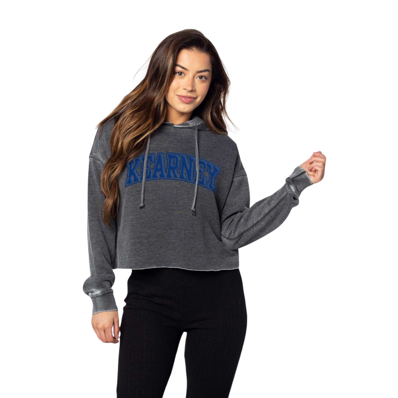 Women's UNK Lopers Extra Credit Puff Crop Hoodie - CHAR-UNK