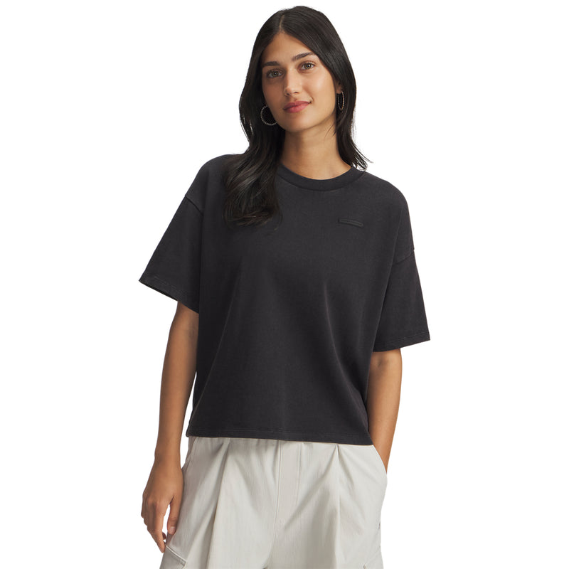 Women's Under Armour Boxy Wash Heavyweight T-Shirt - 001 - BLACK