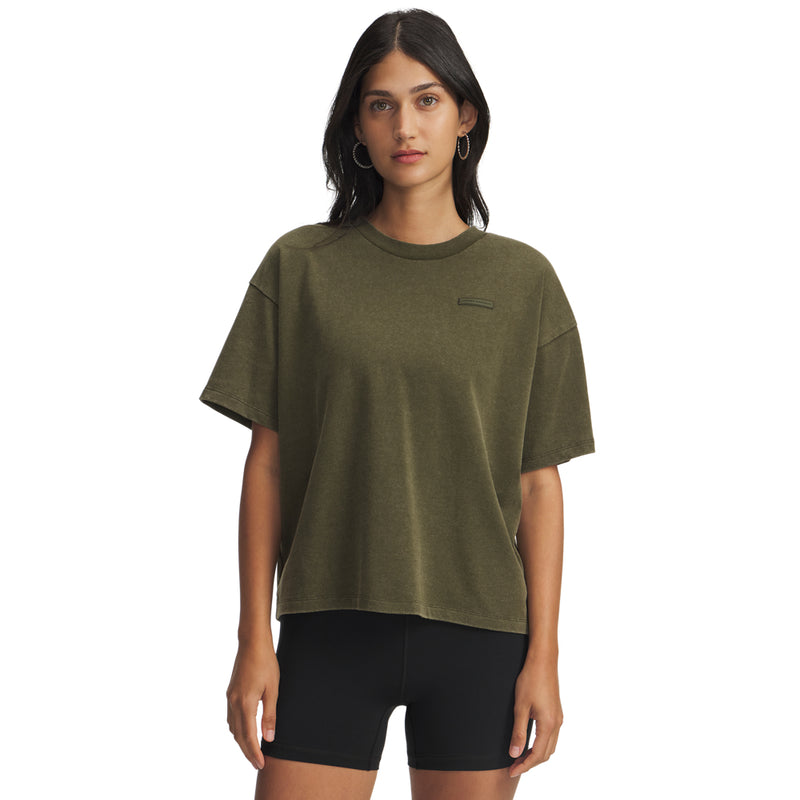 Women's Under Armour Boxy Wash Heavyweight T-Shirt - 308 - EXPEDITION GREEN