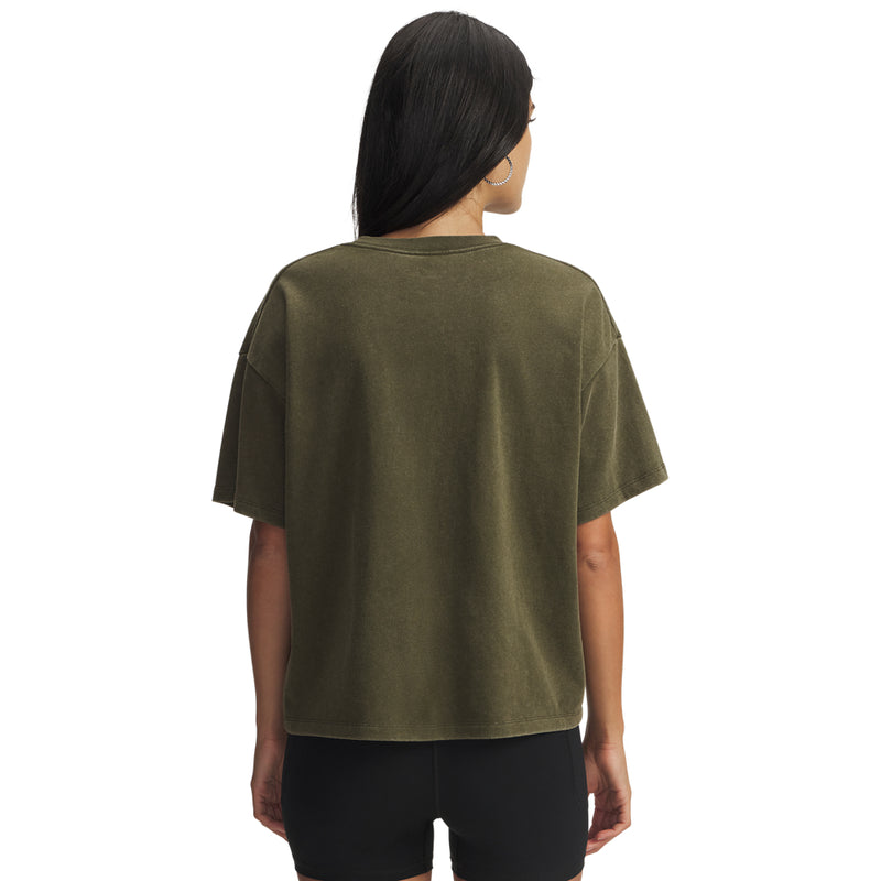 Women's Under Armour Boxy Wash Heavyweight T-Shirt - 308 - EXPEDITION GREEN