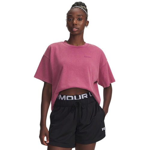 Women's Under Armour Boxy Wash Heavyweight T-Shirt - 659 - FUCHSIA PINK